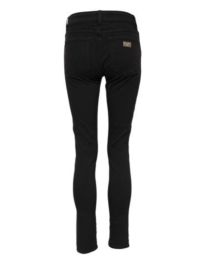 Dolce & Gabbana Women's Skinny Mid Rise Stretch Denim Cotton Jeans - Black