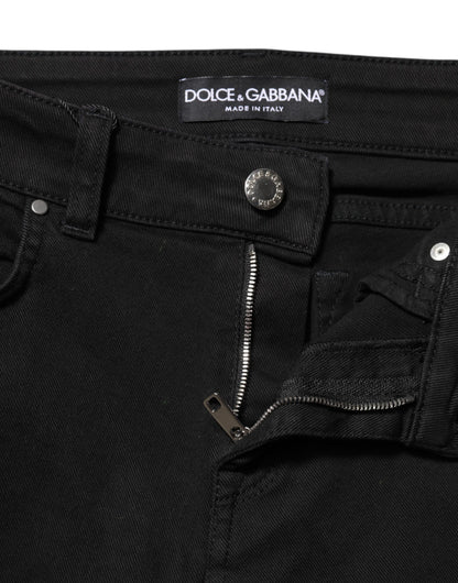Dolce & Gabbana Women's Skinny Mid Rise Stretch Denim Cotton Jeans - Black