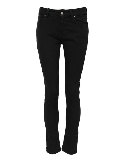 Dolce & Gabbana Women's Skinny Mid Rise Stretch Denim Cotton Jeans - Black