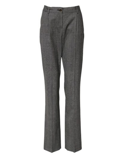 Dolce & Gabbana Women's Flared High Rise Virgin Wool Jeans - Gray Checkered