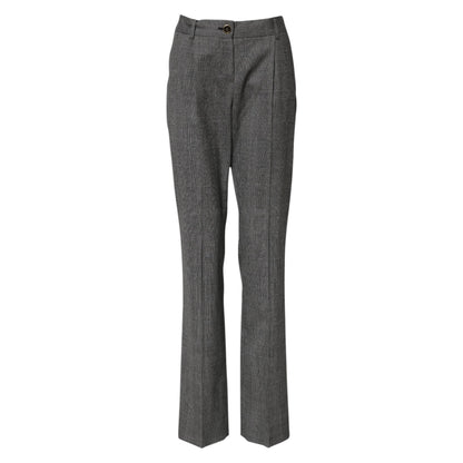 Dolce & Gabbana Women's Flared High Rise Virgin Wool Jeans - Gray Checkered