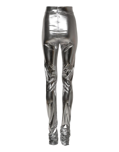 Dolce & Gabbana Women's Slim Leggings High Rise Stretch Polyester - Silver