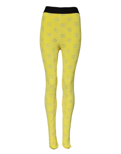 Dolce & Gabbana Women's Slim Leggings High Rise Cotton - Yellow