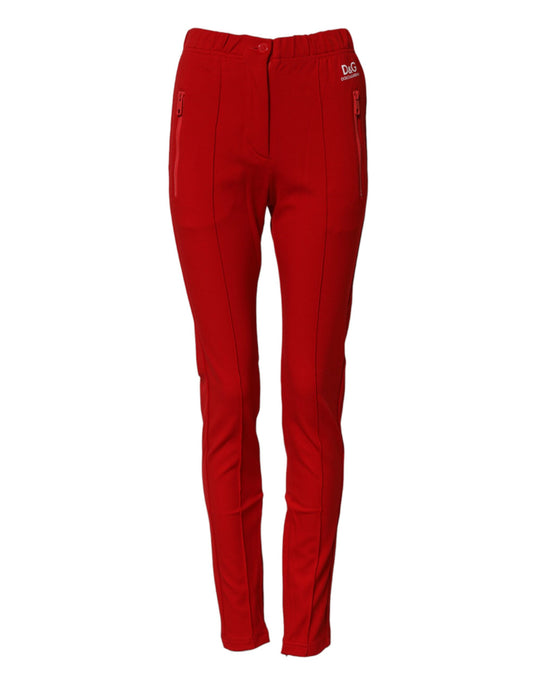Dolce & Gabbana Women's Slim Mid Rise Cotton Nylon & Viscose Jeans - Red Print