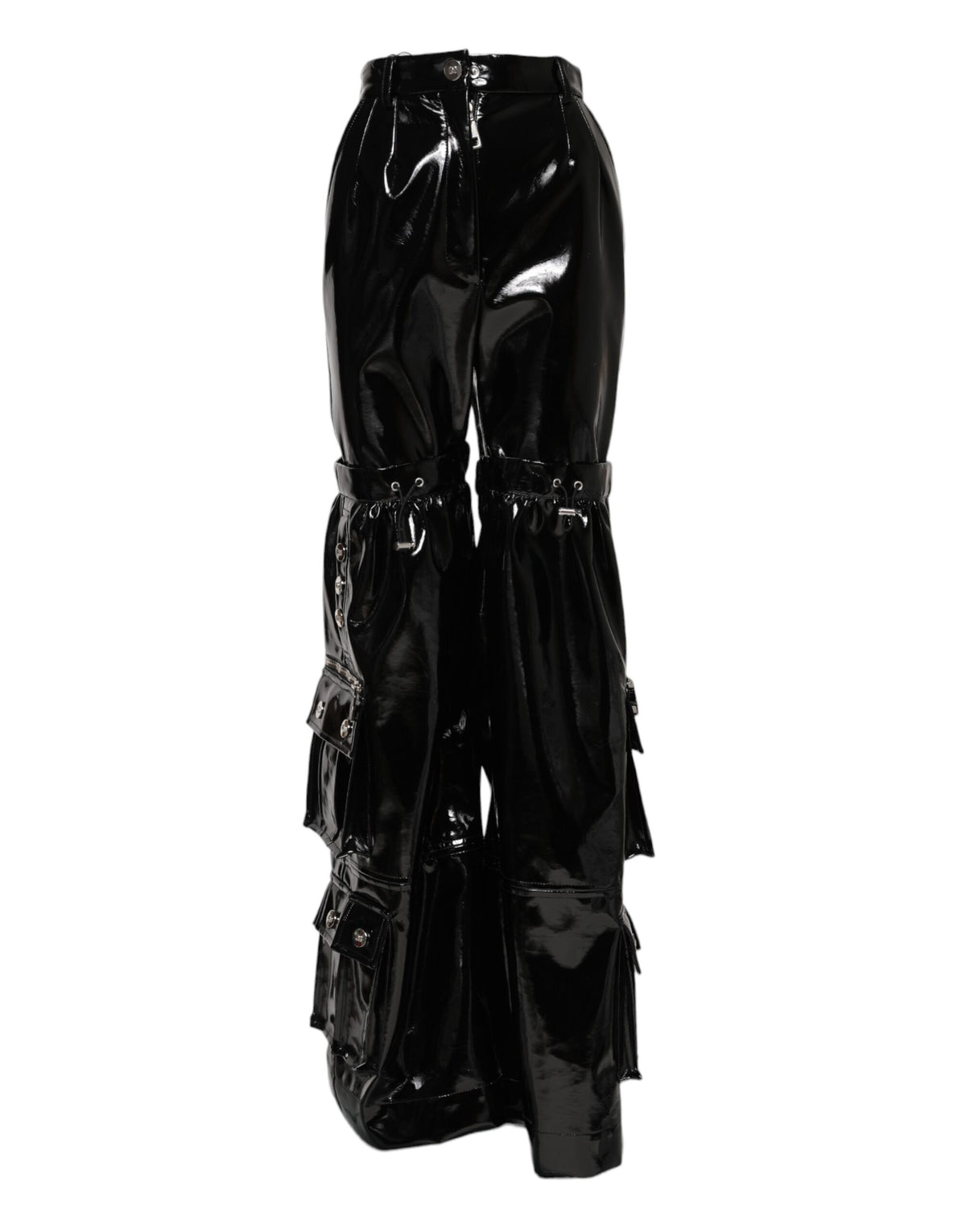 Dolce & Gabbana Women's Bootcut High Rise Stretch Polyester Polyurethane Cargo Pants - Black