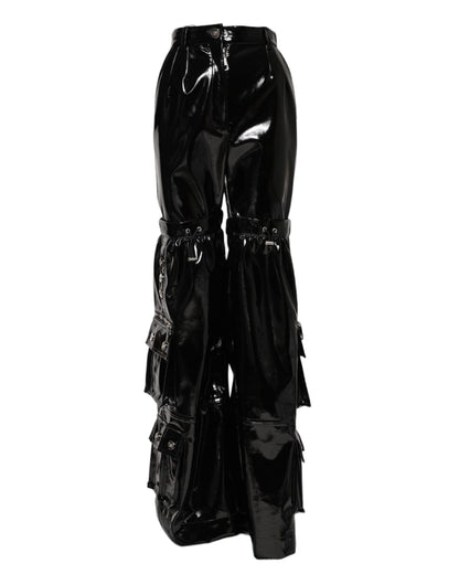 Dolce & Gabbana Women's Bootcut High Rise Stretch Polyester Polyurethane Cargo Pants - Black