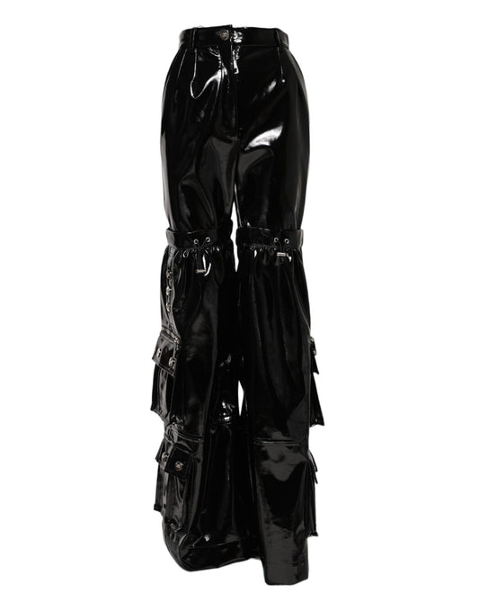 Dolce & Gabbana Women's Bootcut High Rise Stretch Polyester Polyurethane Cargo Pants - Black