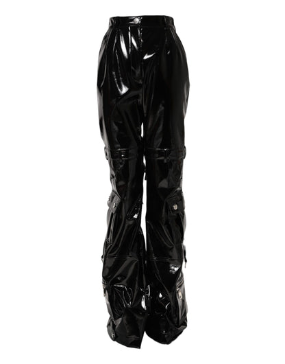 Dolce & Gabbana Women's Bootcut High Rise Stretch Polyester Polyurethane Cargo Pants - Black