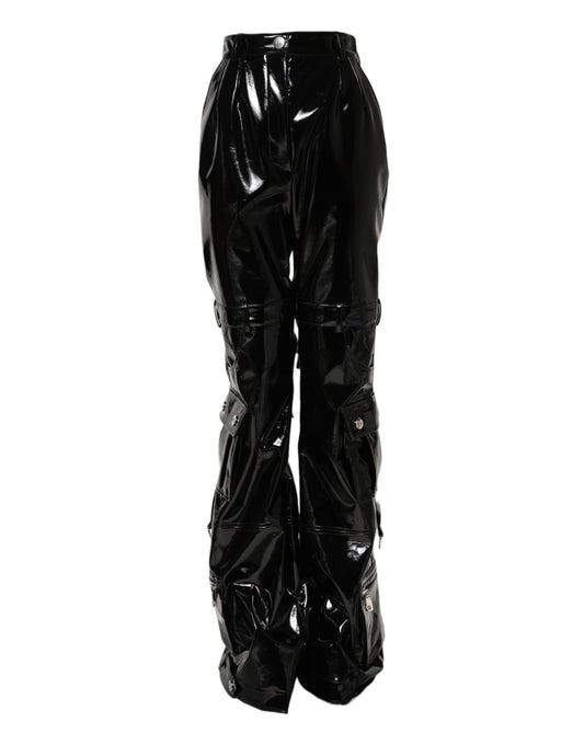 Dolce & Gabbana Women's Bootcut High Rise Stretch Polyester Polyurethane Cargo Pants - Black