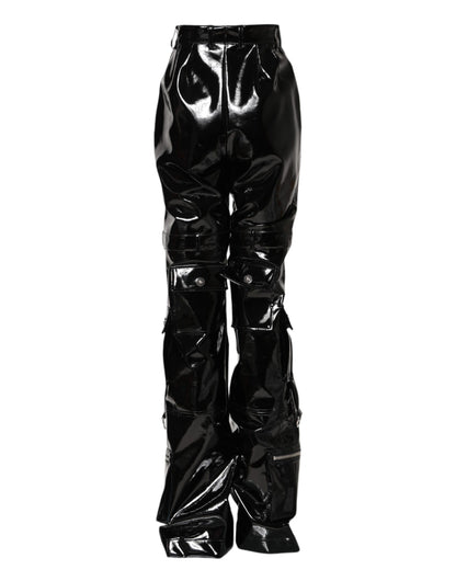 Dolce & Gabbana Women's Bootcut High Rise Stretch Polyester Polyurethane Cargo Pants - Black