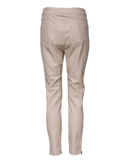 Elisabetta Franchi Women's Tapered Leg High Rise Polyester Jeans - Beige