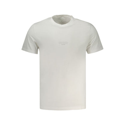 T-Shirt by Guess Jeans for men in organic cotton white & print features an on trend silhouette, perfectly showcasing a on trend short-sleeve and crew neckline for an elevated aesthetic.