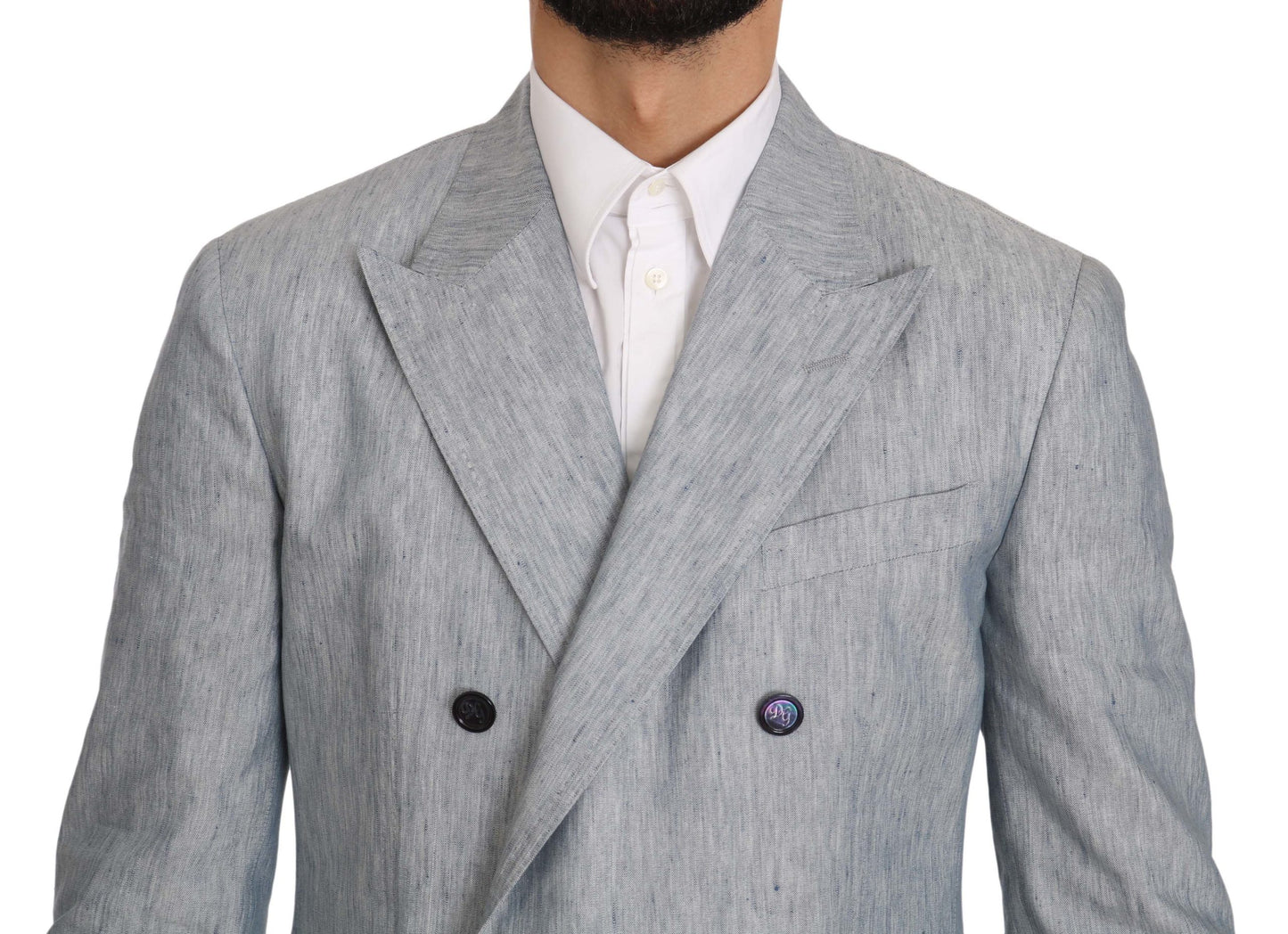Dolce & Gabbana Men's Blue Flax NAPOLI Jacket Coat Blazer