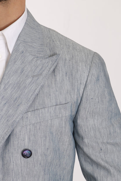 Dolce & Gabbana Men's Blue Flax NAPOLI Jacket Coat Blazer