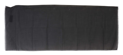 Dolce & Gabbana Grey 100% Wool Striped Pattern Wrap Scarf