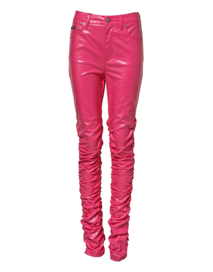 Dolce & Gabbana Women's Skinny Regular Fit High Rise Denim Cotton Jeans - Pink