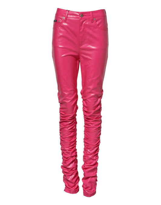Dolce & Gabbana Women's Skinny Regular Fit High Rise Denim Cotton Jeans - Pink