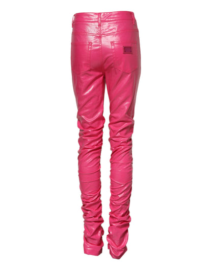 Dolce & Gabbana Women's Skinny Regular Fit High Rise Denim Cotton Jeans - Pink