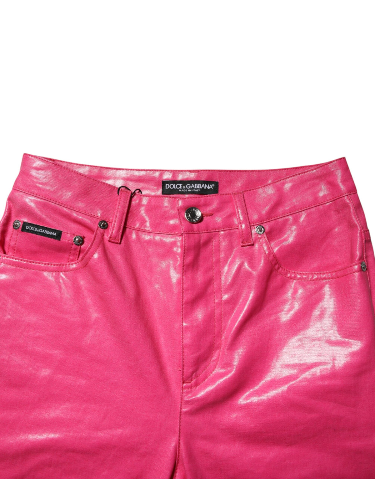 Dolce & Gabbana Women's Skinny Regular Fit High Rise Denim Cotton Jeans - Pink