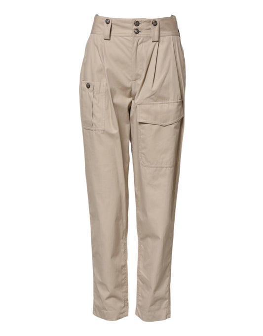 Dolce & Gabbana Women's Tapered Leg Regular Fit High Rise Cotton Jeans - Beige