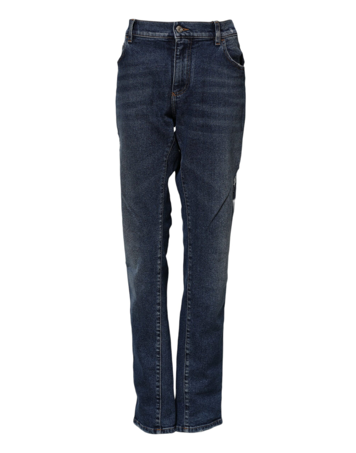 Dolce & Gabbana 9 To 5 Women's Straight Regular Fit Mid Rise Stretch Denim Cotton Jeans - Blue