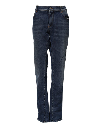 Dolce & Gabbana 9 To 5 Women's Straight Regular Fit Mid Rise Stretch Denim Cotton Jeans - Blue