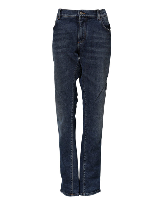 Dolce & Gabbana 9 To 5 Women's Straight Regular Fit Mid Rise Stretch Denim Cotton Jeans - Blue