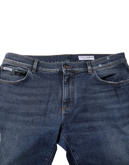 Dolce & Gabbana 9 To 5 Women's Straight Regular Fit Mid Rise Stretch Denim Cotton Jeans - Blue