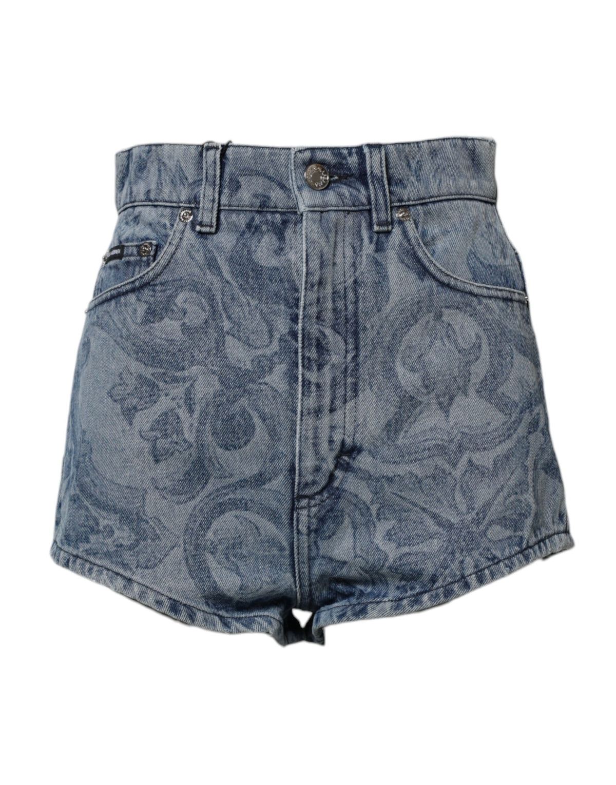 Dolce & Gabbana Women's High Rise Stretch Denim Cotton Shorts - Blue Floral Print