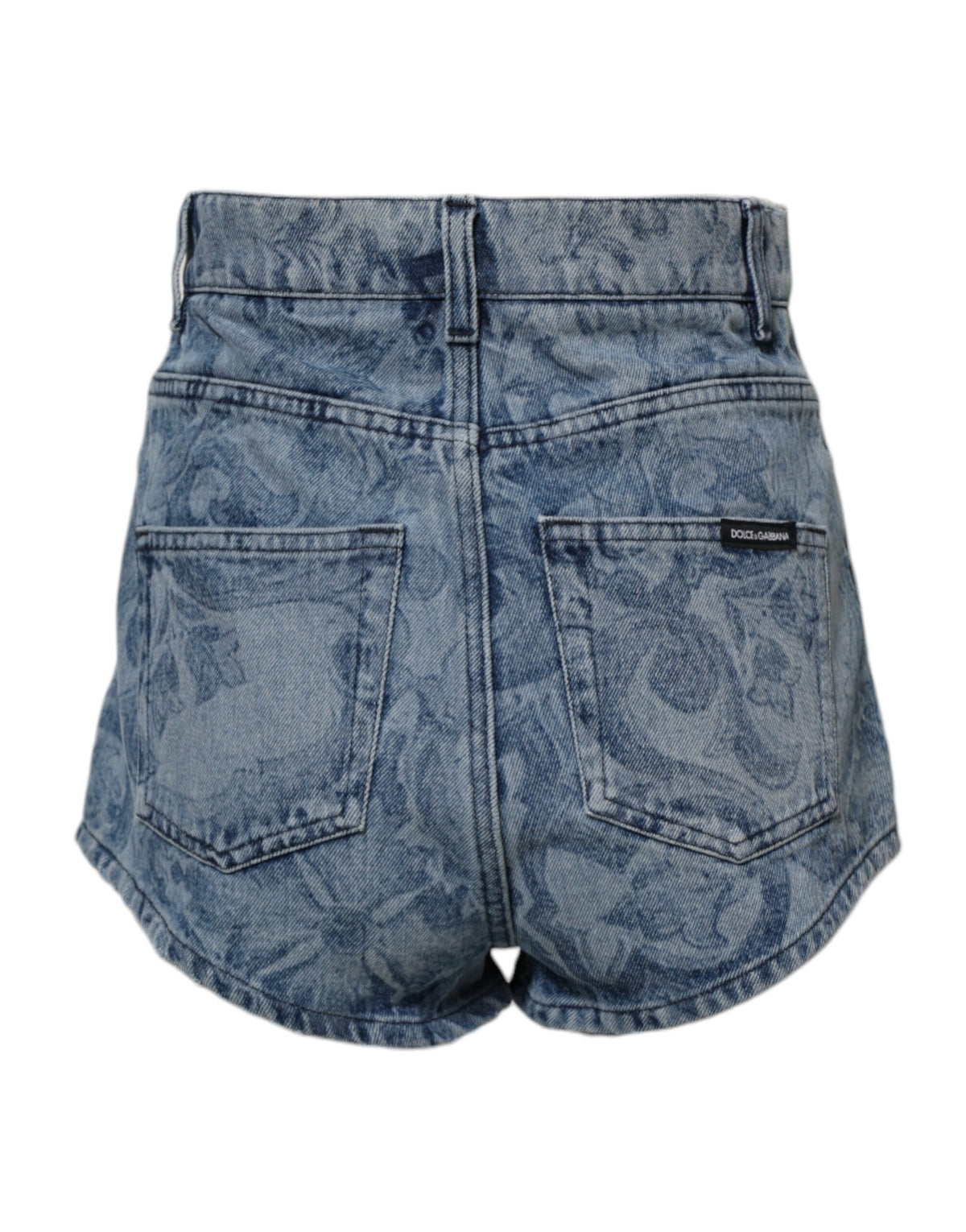 Dolce & Gabbana Women's High Rise Stretch Denim Cotton Shorts - Blue Floral Print