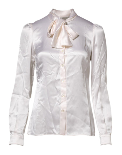 Dolce & Gabbana Women's Long-Sleeve Silk Blouse - White