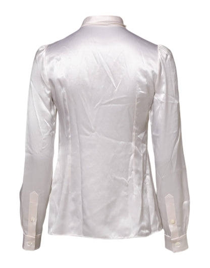 Dolce & Gabbana Women's Long-Sleeve Silk Blouse - White