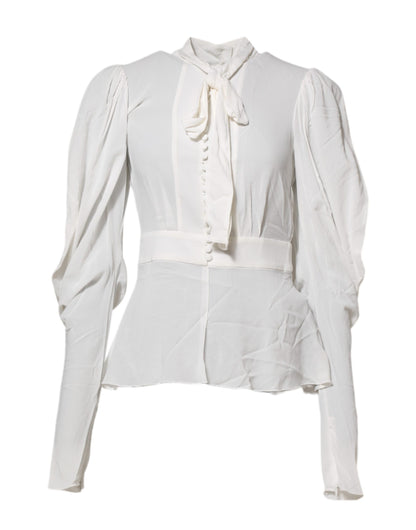 Dolce & Gabbana Women's Long-Sleeve Stretch Viscose Blouse - White