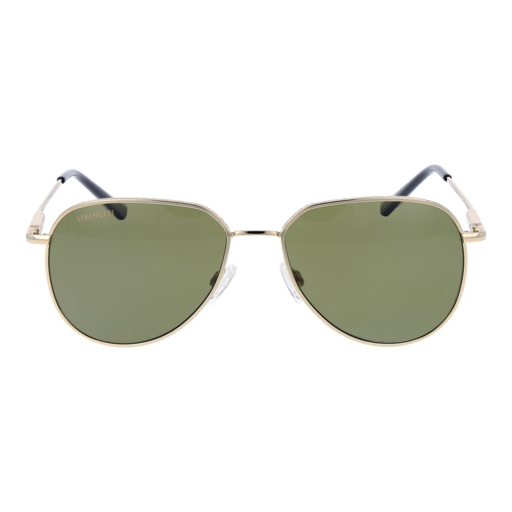 Sunglasses by Serengeti for unisex in plastic gold showcases a ethereal silhouette, featuring gold coloured frame aviator full-rim frame design with photochromatic polarized category-3-dark-tint lens for a ethereal finish.