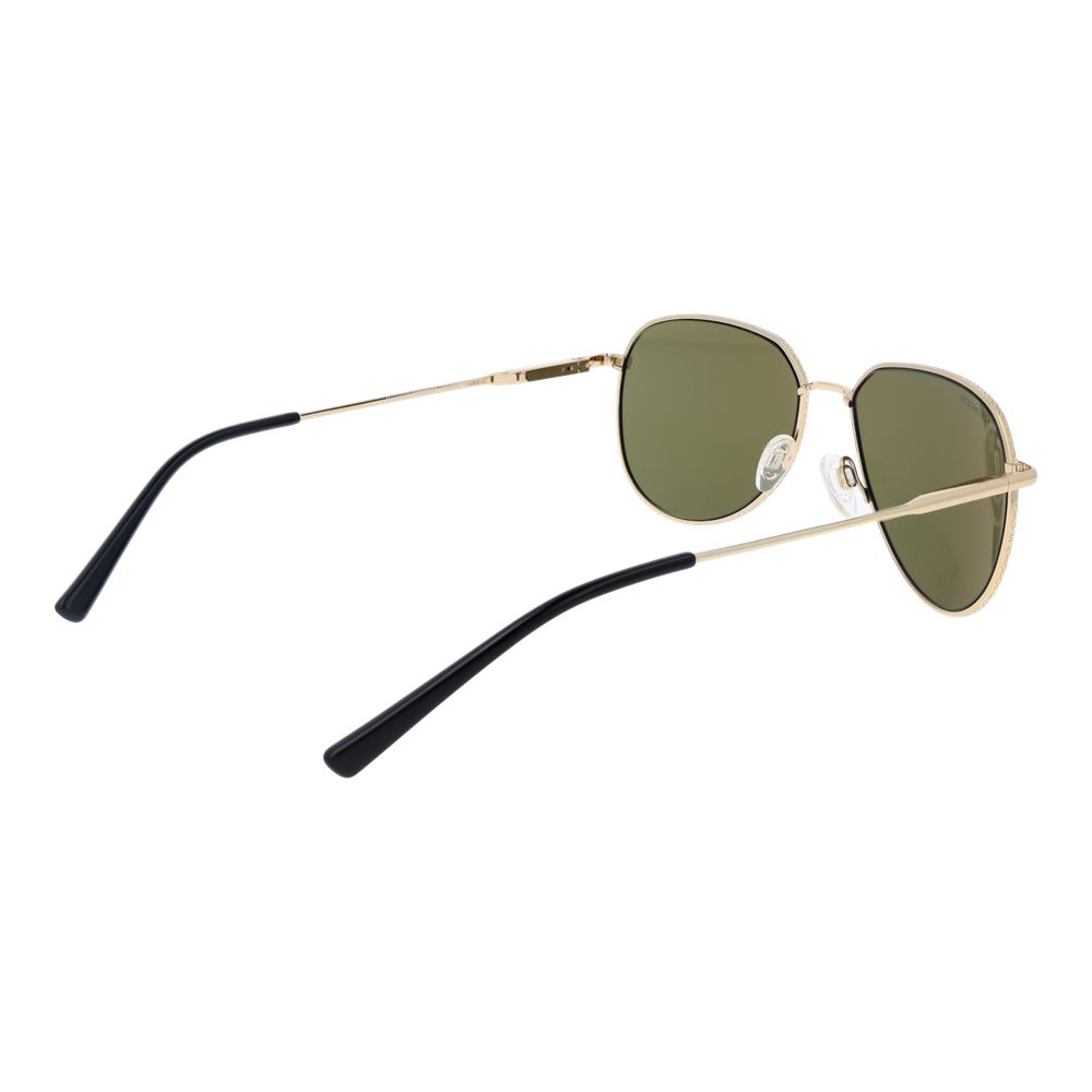 Sunglasses by Serengeti for unisex in plastic gold features an ethereal aviator full-rim frame design with gold coloured frame frames and photochromatic polarized category-3-dark-tint lens for a ethereal finish.