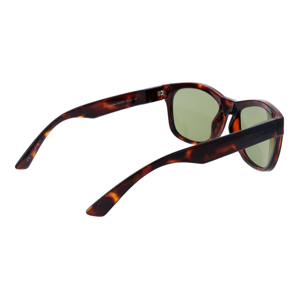 Sunglasses by Serengeti for unisex in plastic brown features a sumptuous silhouette, showcasing a sumptuous rectangle full-rim frame design in brown coloured frame with high-performance photochromatic polarized category-2-medium-tint lens.