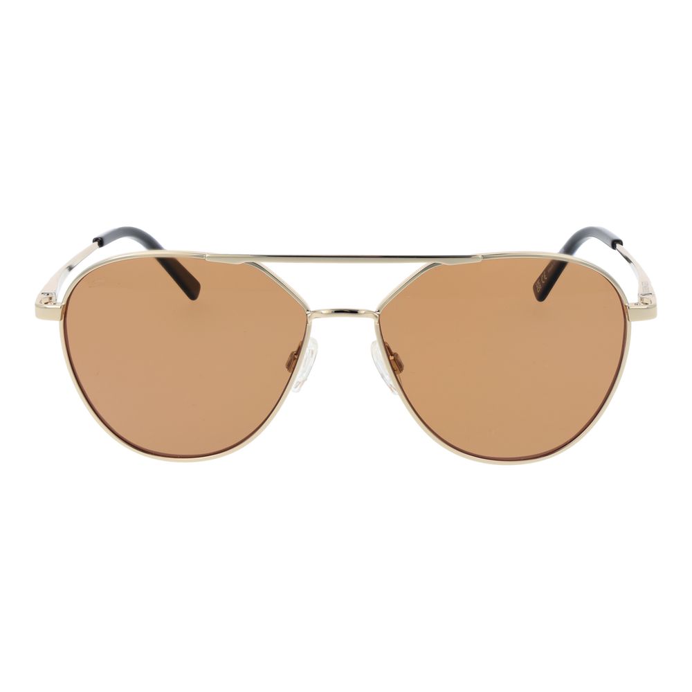 Sunglasses by Serengeti for unisex in plastic and gold presents a sumptuous silhouette, featuring gold coloured frame and aviator full-rim frame design with photochromatic polarized category-2-medium-tint lens for a sumptuous look.