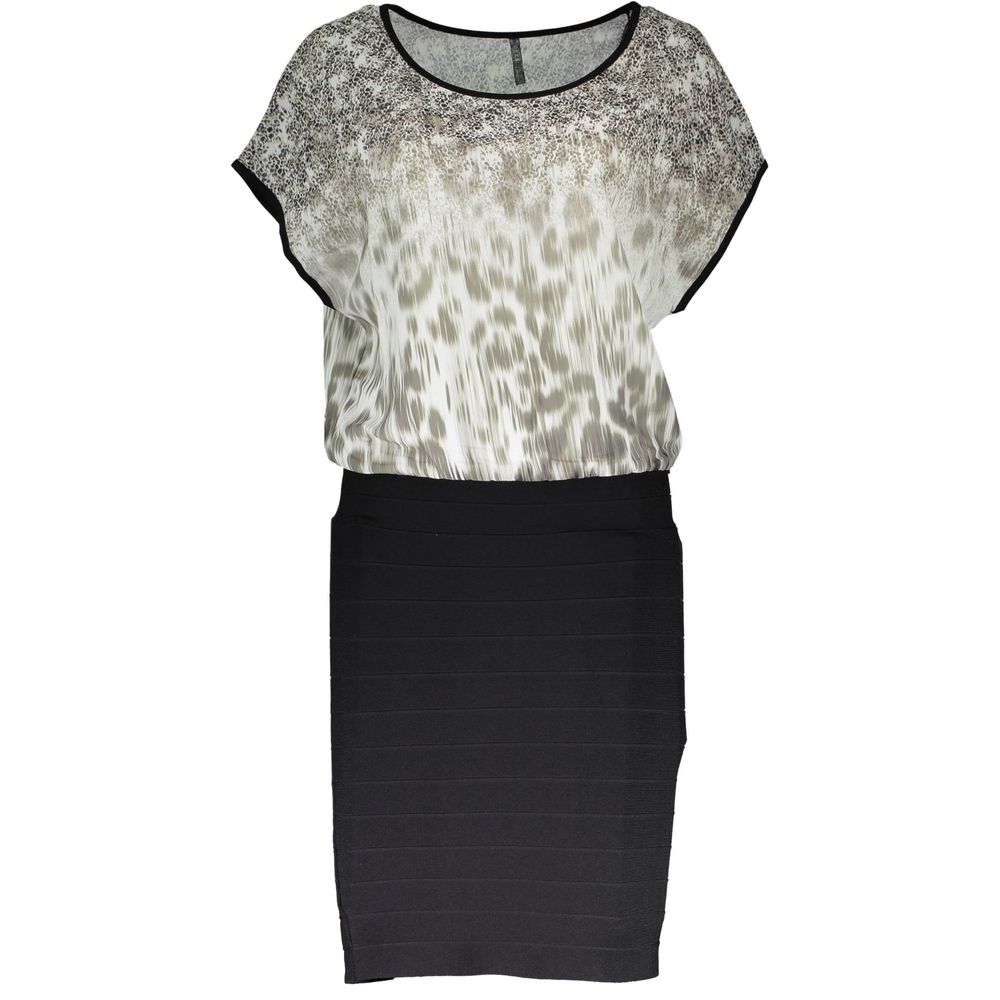 Dress by Guess Jeans for women in elastane multicolor presents a sinuous silhouette, showcasing a sophisticated round neckline and short-sleeve detailed with a sinuous short for a refined finish.