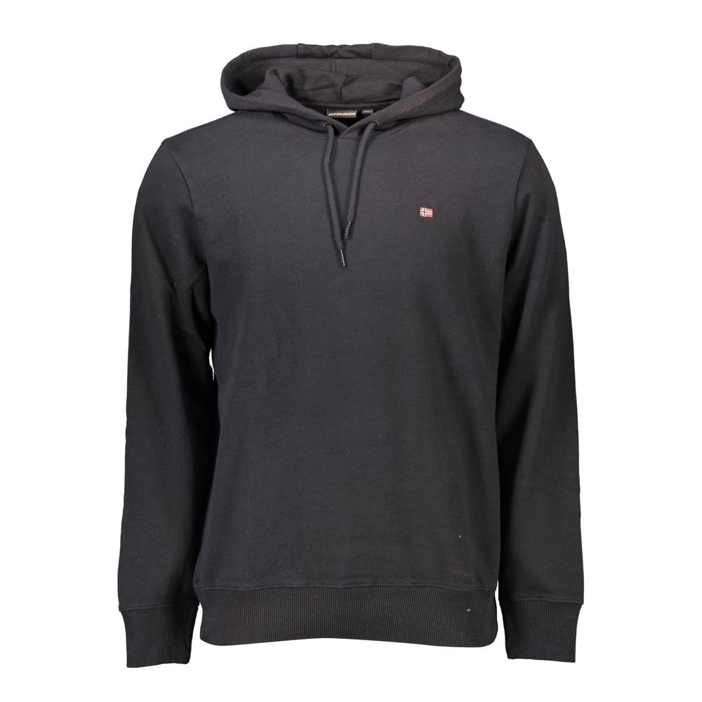 Hooded Sweatshirt Sweater by Napapijri for men in organic cotton black features an polished silhouette, showcasing refined and a sophisticated hooded neckline for a truly polished finish.