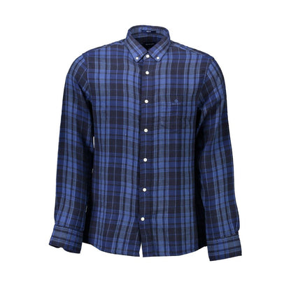 Shirt by Gant for men in cotton blue features an polished silhouette, showcasing a sophisticated button-down-collar neckline and detail for a truly polished finish.