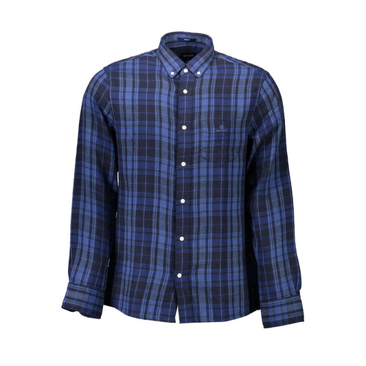 Shirt by Gant for men in cotton blue features an polished silhouette, showcasing a sophisticated button-down-collar neckline and detail for a truly polished finish.