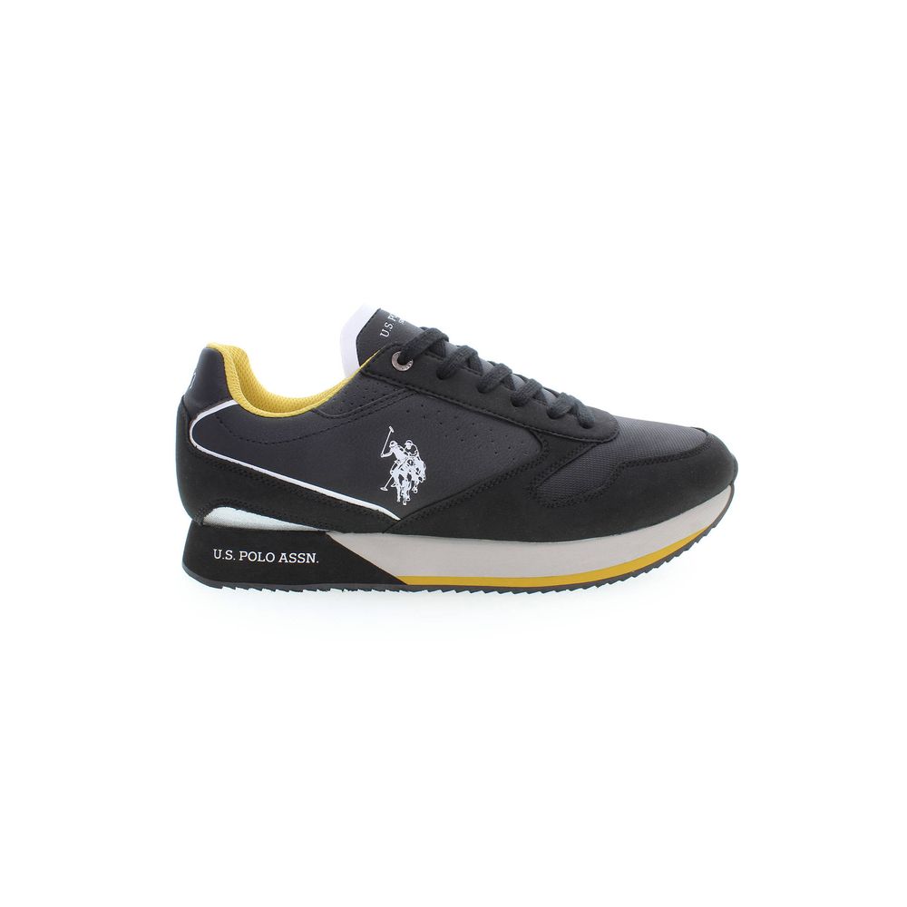 Athletic Sneakers by U.S. POLO ASSN. for men in polyester & polyethylene black & signature features an stately silhouette, showcasing the signature athletic style of the Aren Men's Athletic Polyester & Polyethylene Sneakers collection with a truly stately finish.