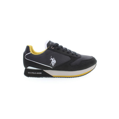 Athletic Sneakers by U.S. POLO ASSN. for men in polyester & polyethylene black & signature features an stately silhouette, showcasing the signature athletic style of the Aren Men's Athletic Polyester & Polyethylene Sneakers collection with a truly stately finish.