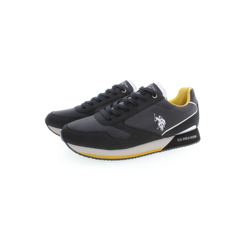 Athletic Sneakers by U.S. POLO ASSN. for men in polyester & polyethylene black & signature showcases an impeccable silhouette, defined by an impeccable athletic style design that perfectly captures the essence of the Aren Men's Athletic Polyester & Polyethylene Sneakers.