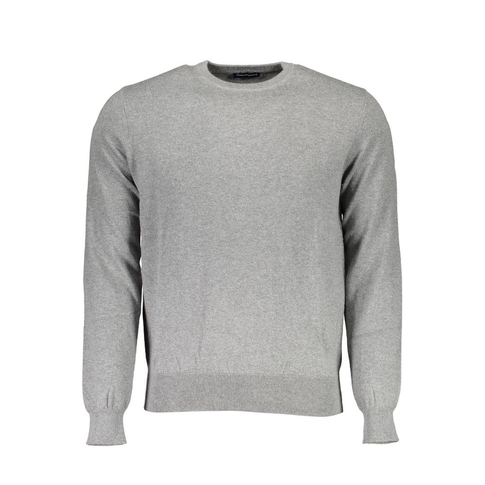 Sweater by North Sails for men in cotton gray features an tactile silhouette, showcasing a sophisticated round neckline and tactile long-sleeve for a refined finish.