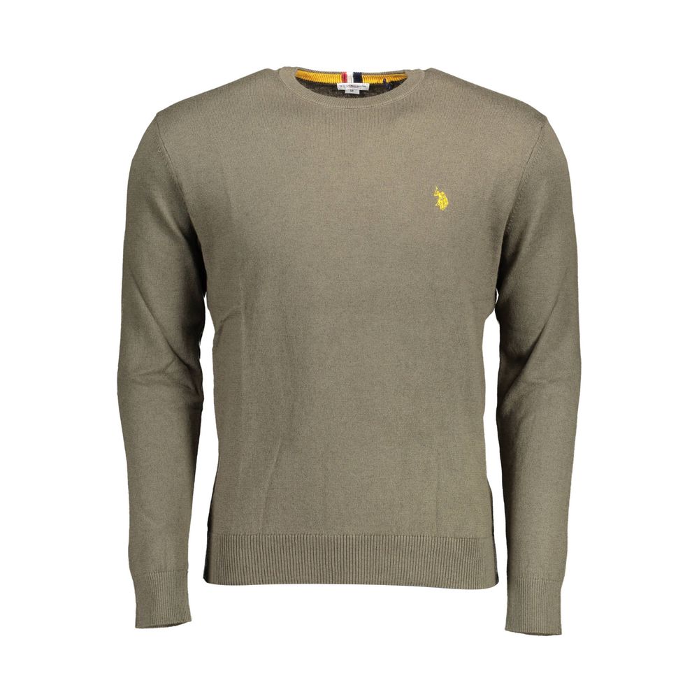 Sweater by U.S. POLO ASSN. for men in cotton green features an polished silhouette, showcasing refined long-sleeve and a sophisticated round neckline for a truly polished finish.