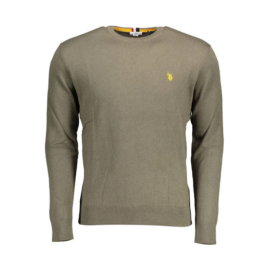 Sweater by U.S. POLO ASSN. for men in cotton green features an polished silhouette, showcasing refined long-sleeve and a sophisticated round neckline for a truly polished finish.
