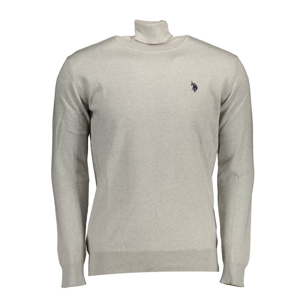 Sweater by U.S. POLO ASSN. for men in cotton gray showcases a downtown chic silhouette, artfully finished with a downtown chic turtle high-collar neckline and long-sleeve for a sophisticated, high-end look.
