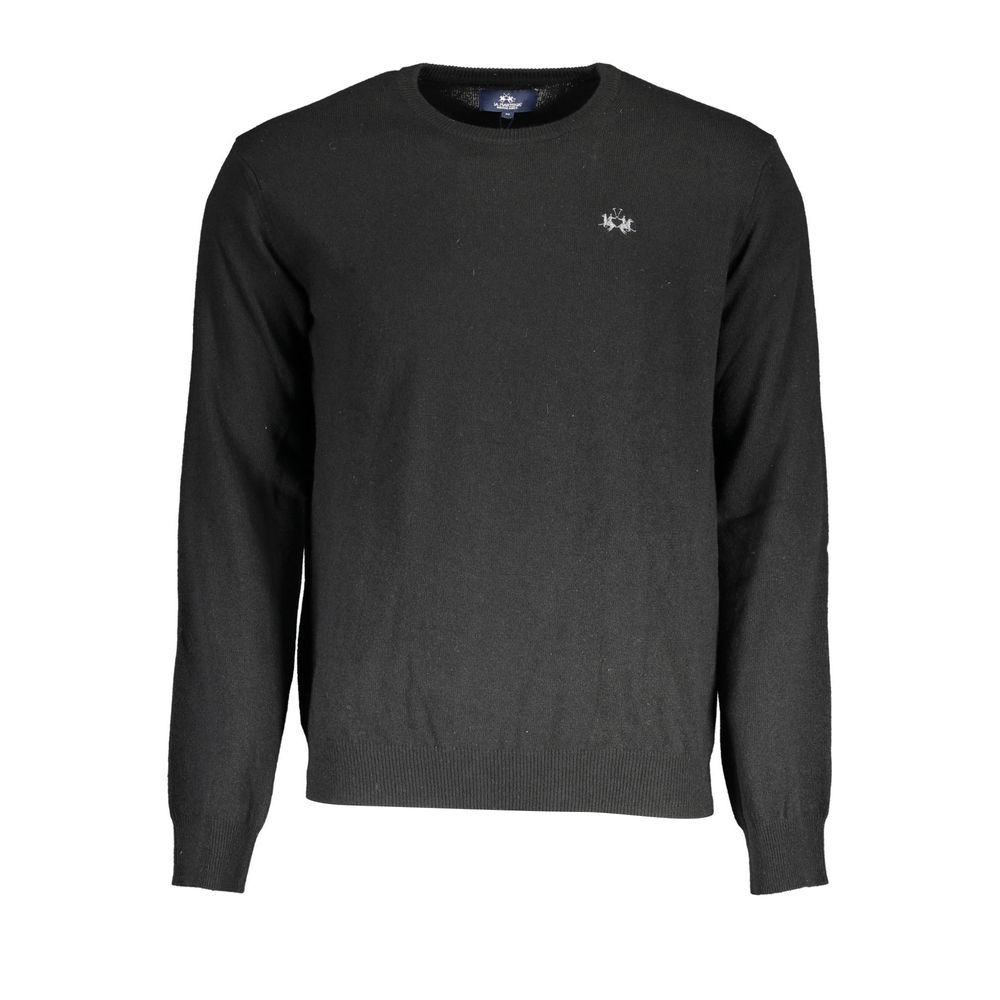 Sweater by La Martina for men in wool black showcases a sumptuous silhouette, artfully finished with a sumptuous round neckline and long-sleeve for a sophisticated, sumptuous look.