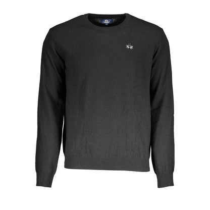 Sweater by La Martina for men in wool black showcases a sumptuous silhouette, artfully finished with a sumptuous round neckline and long-sleeve for a sophisticated, sumptuous look.